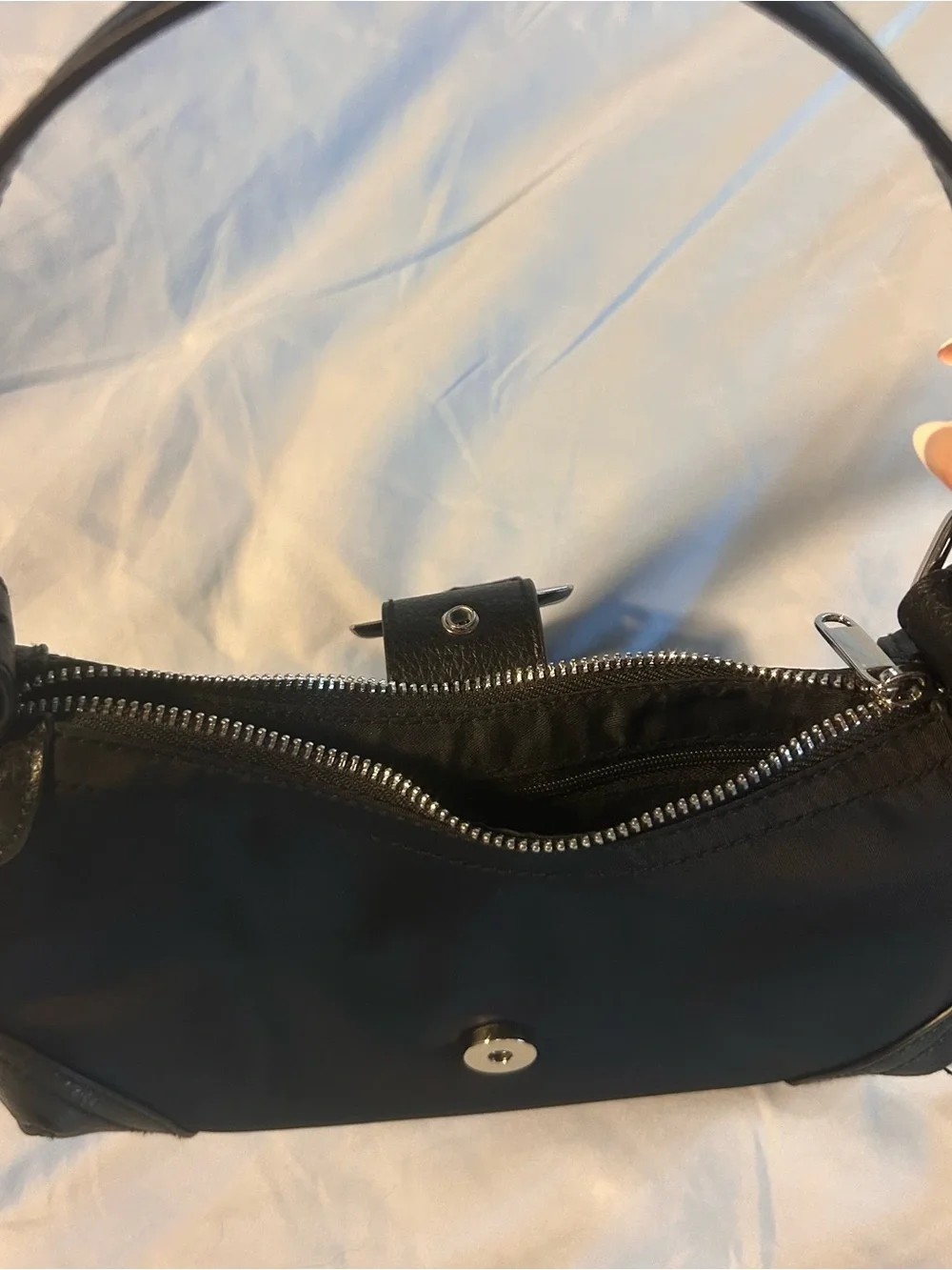 Y2K Black Shoulder Bag | Buckle Baguette Purse